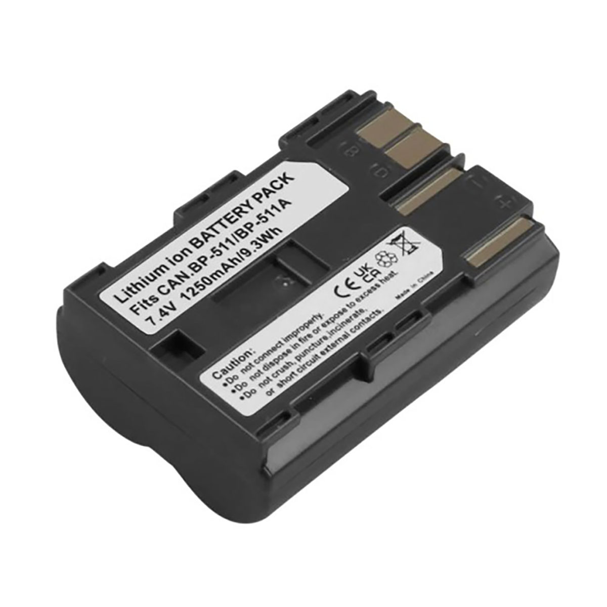 Batteria agli ioni di litio nera per fotocamere Canon, 7,4V, 1250mAh.