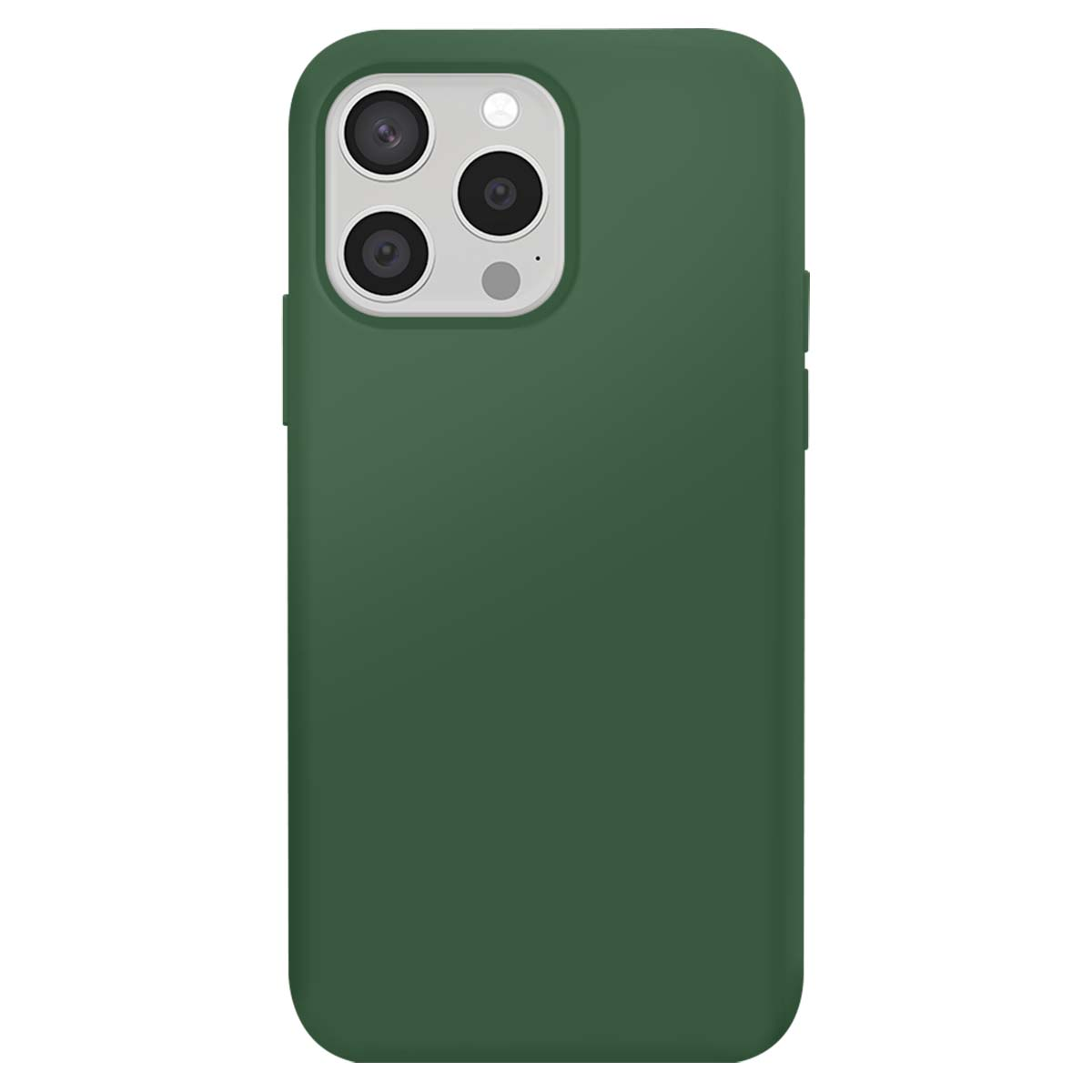 Custodia verde scuro per telefono con tre obiettivi e flash.