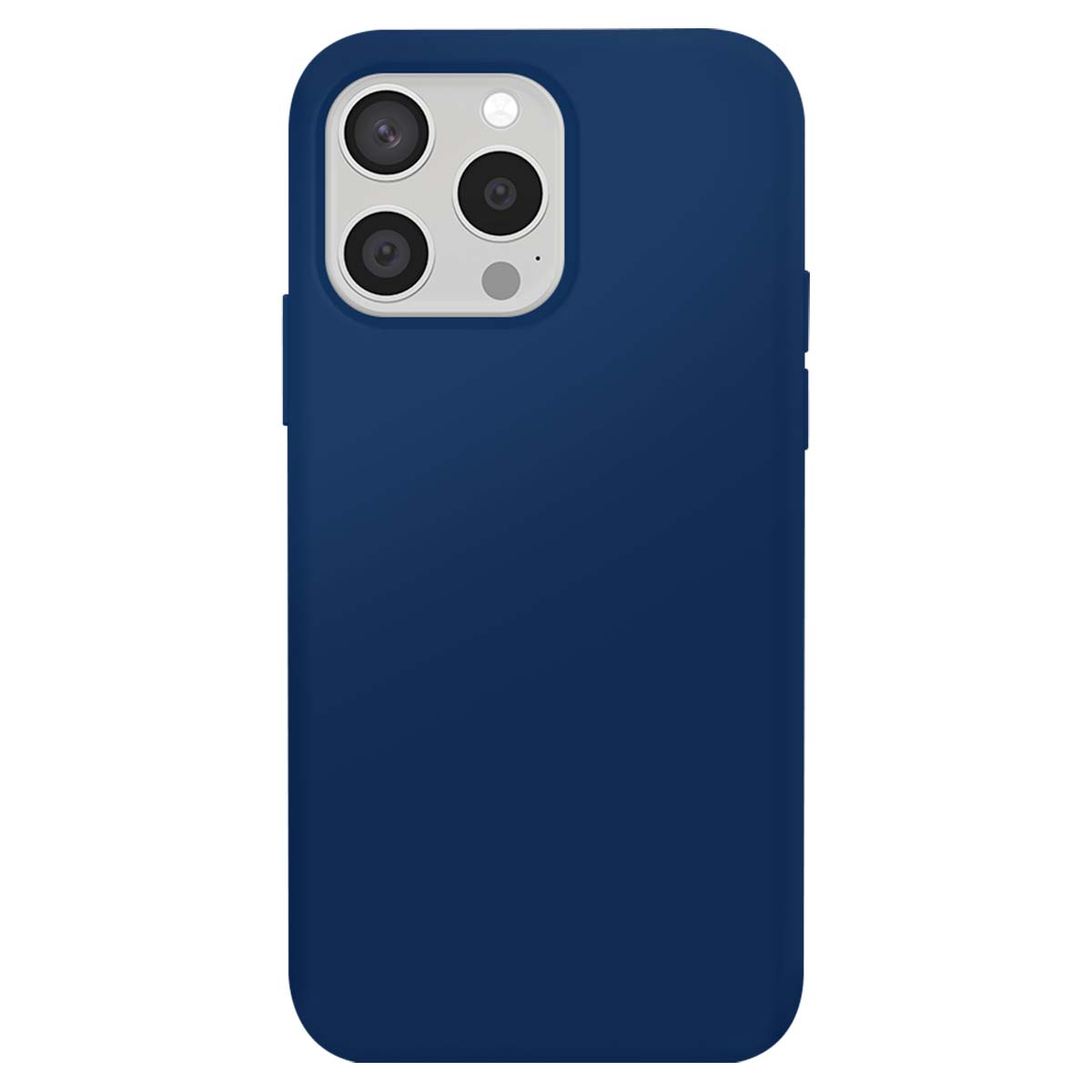 Una custodia blu scuro per telefono con ritaglio fotocamera per tre lenti.