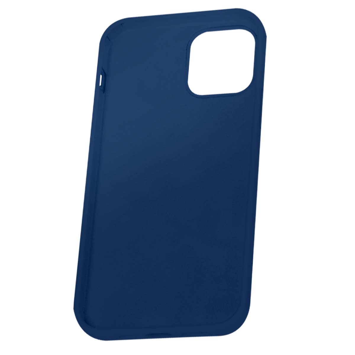 Una custodia blu scuro per telefono con un ritaglio per l'obiettivo della fotocamera.