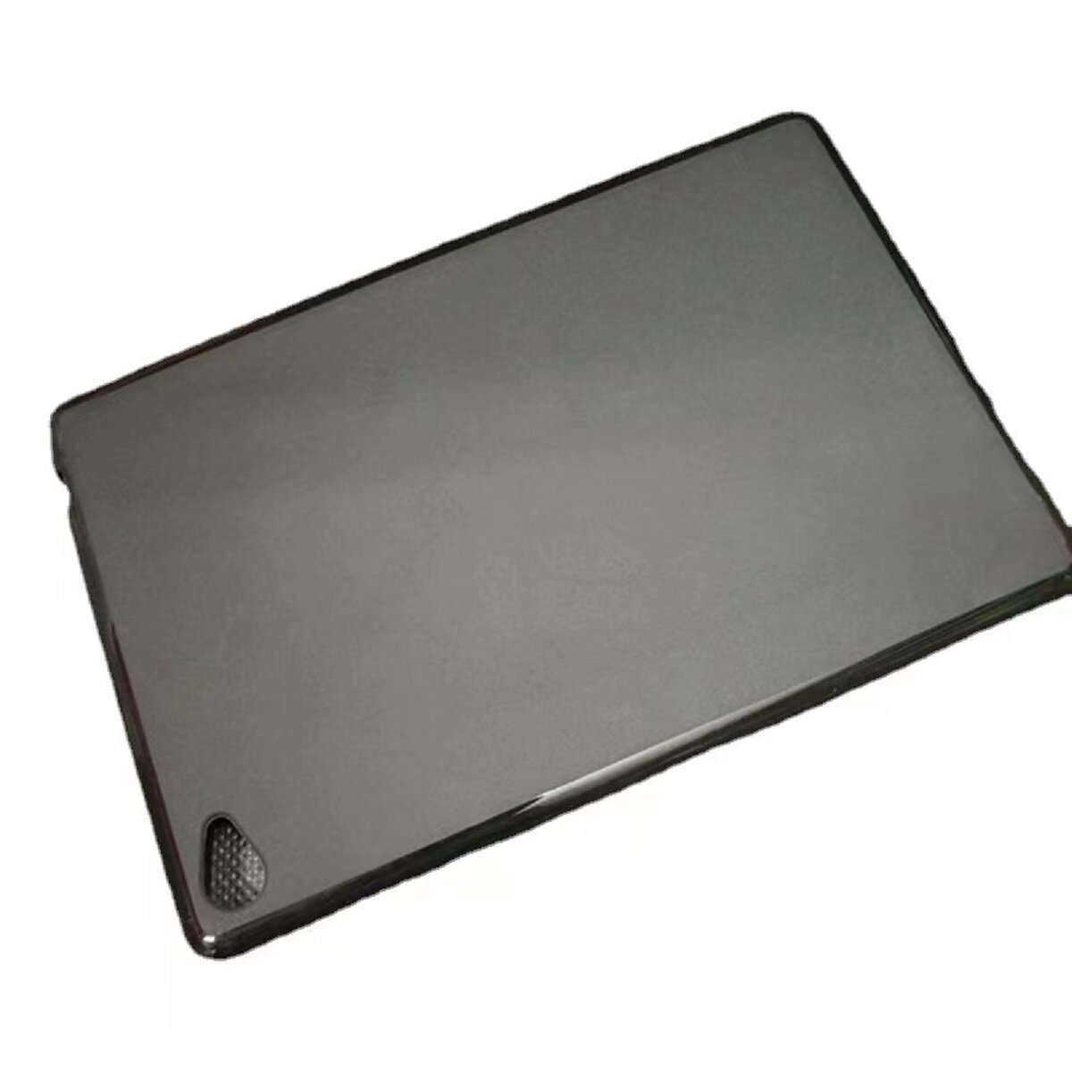 Graue Tablet-Hülle mit einer Aussparung auf der linken Seite.