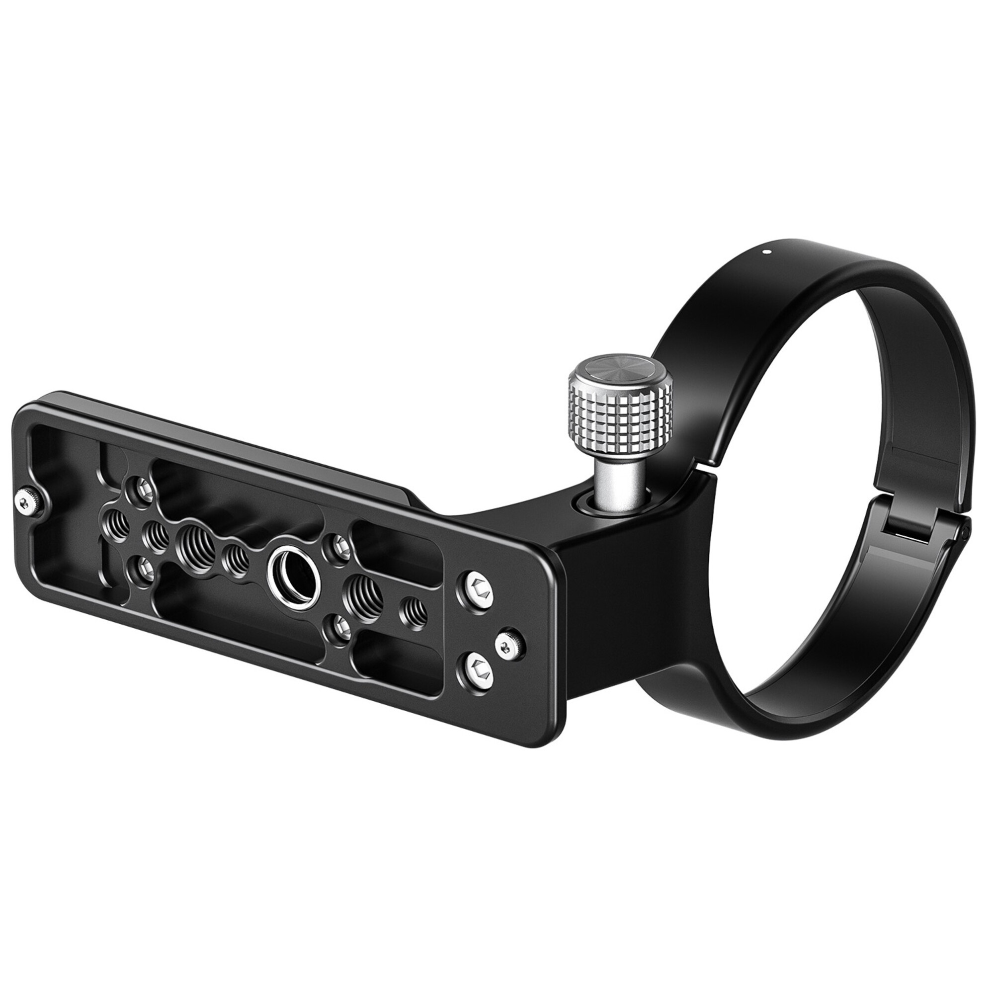 Schwarz mattes Kamerahalterungszubehör mit Schraube und Ring.