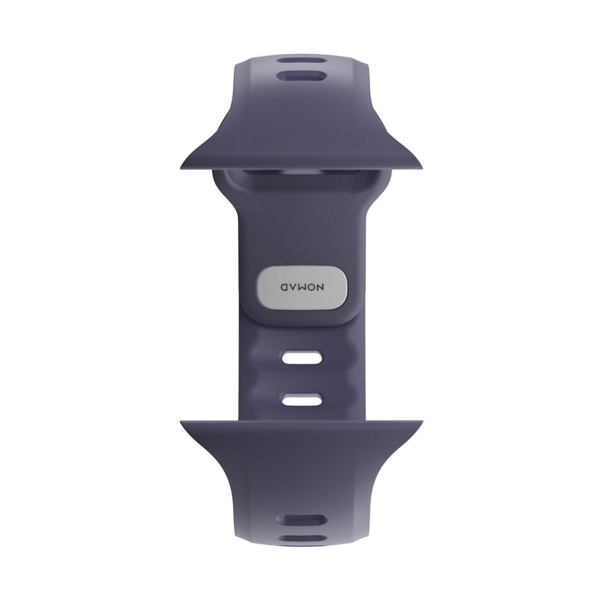 Un cinturino viola scuro con il logo Nomad.