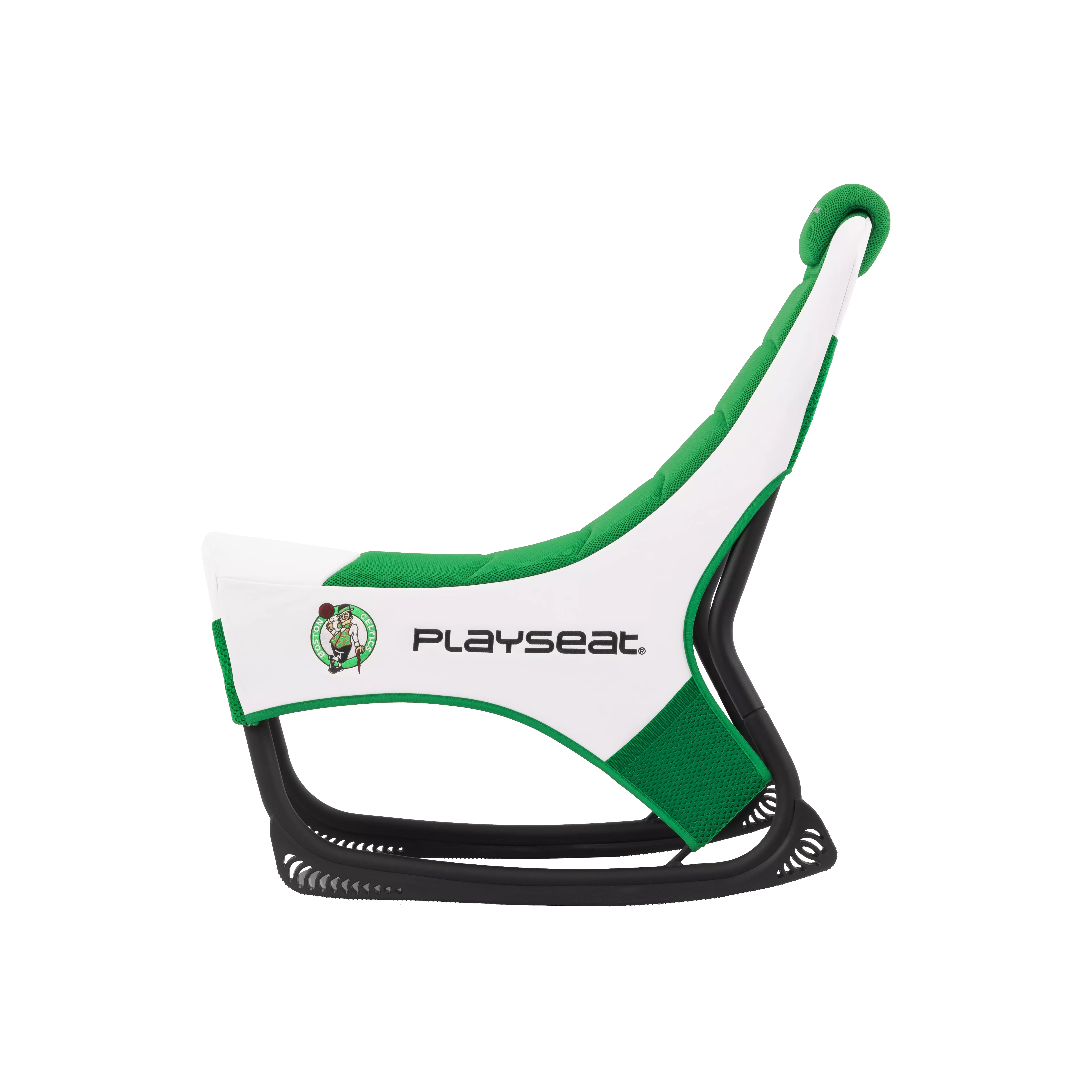 Sedile da corsa bianco e verde con logo Boston Celtics e marchio Playseat.
