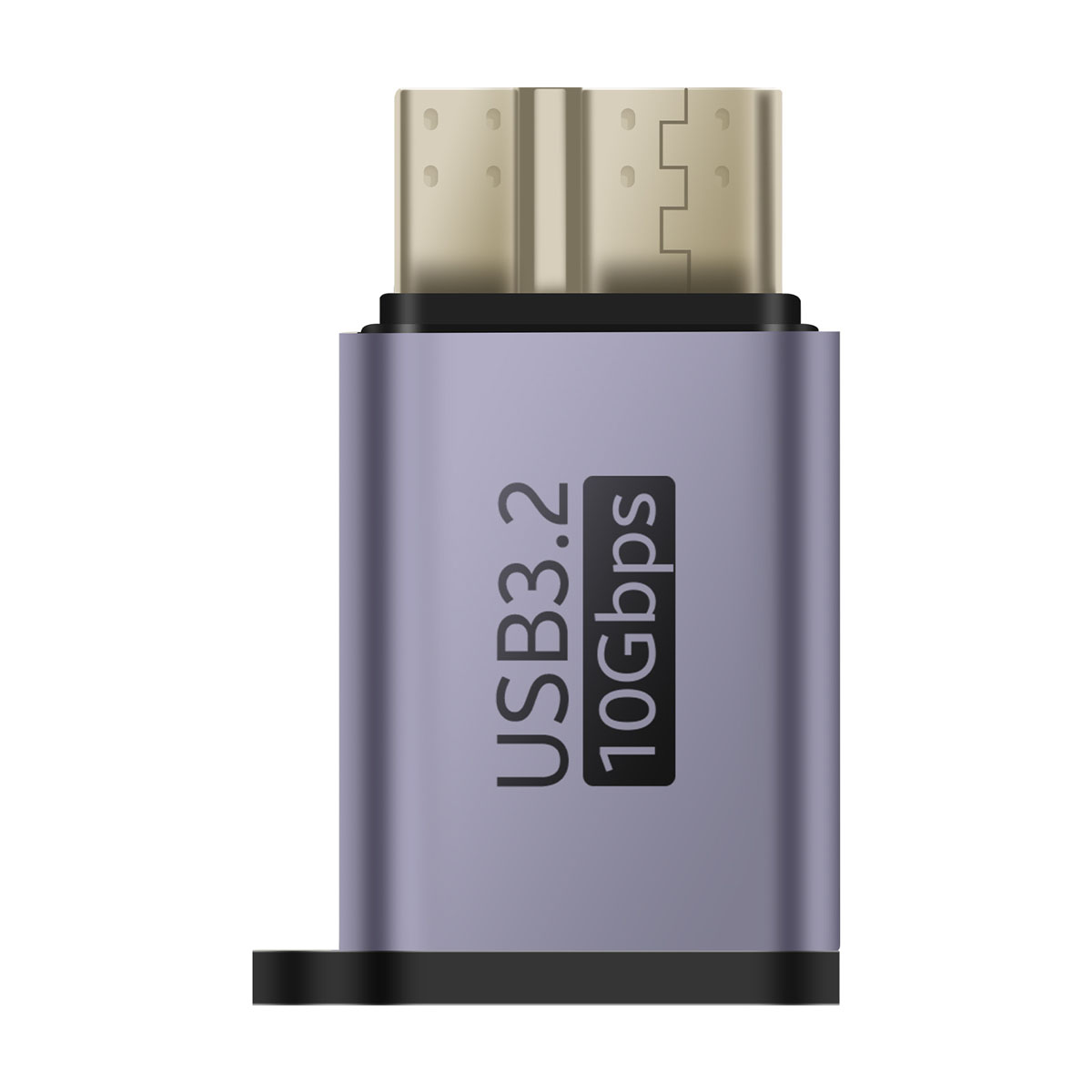 Adattatore USB 3.2 10 Gbps grigio con connettori dorati.