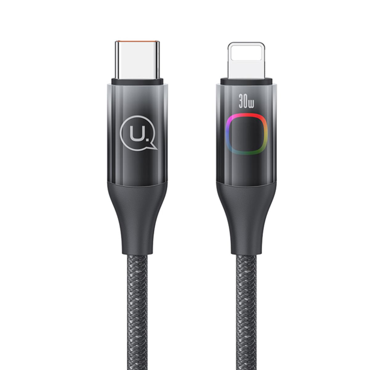 Due cavi di ricarica: uno USB-C, uno Lightning. Entrambi con cavi intrecciati.