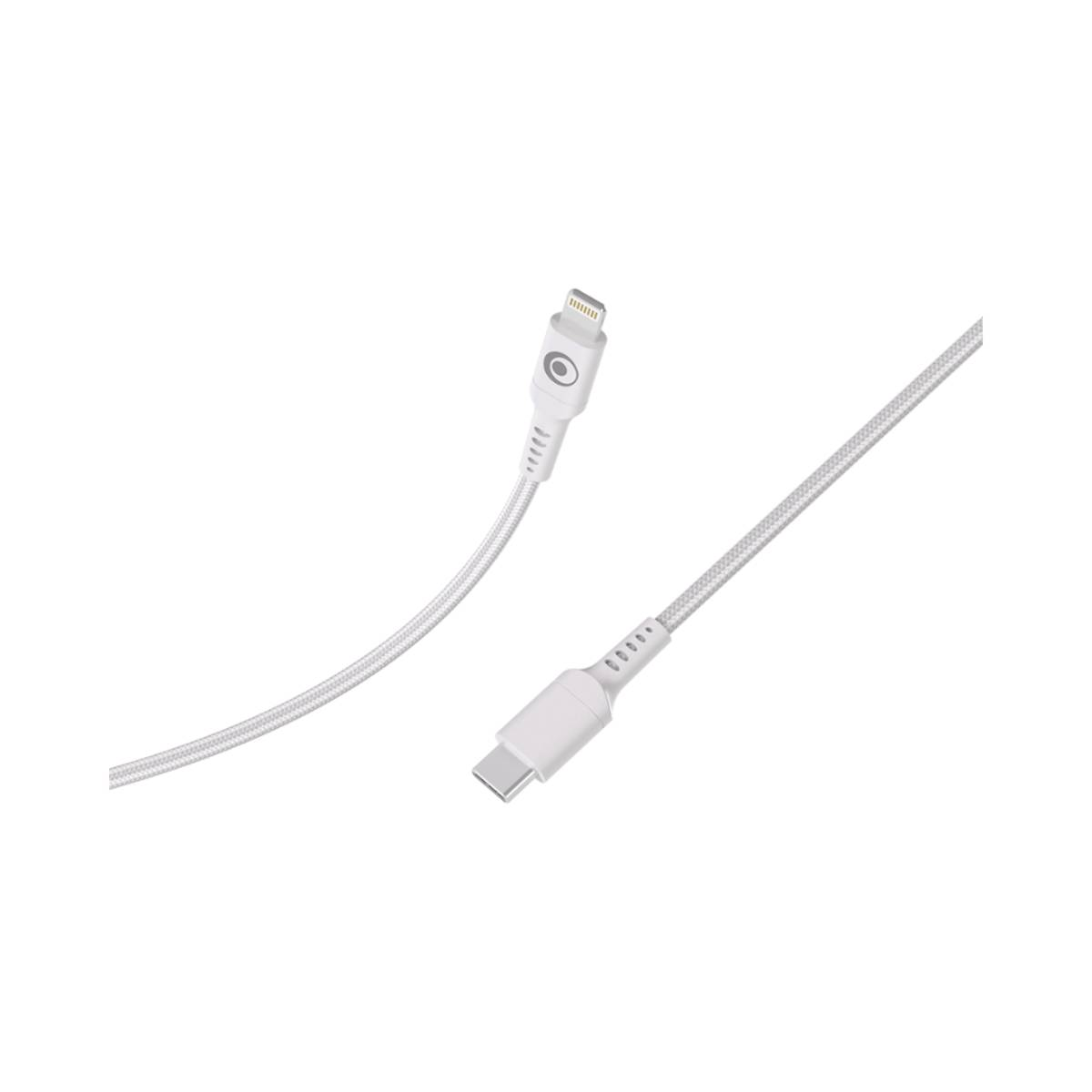 Câble tressé blanc avec connecteurs Lightning et USB-C