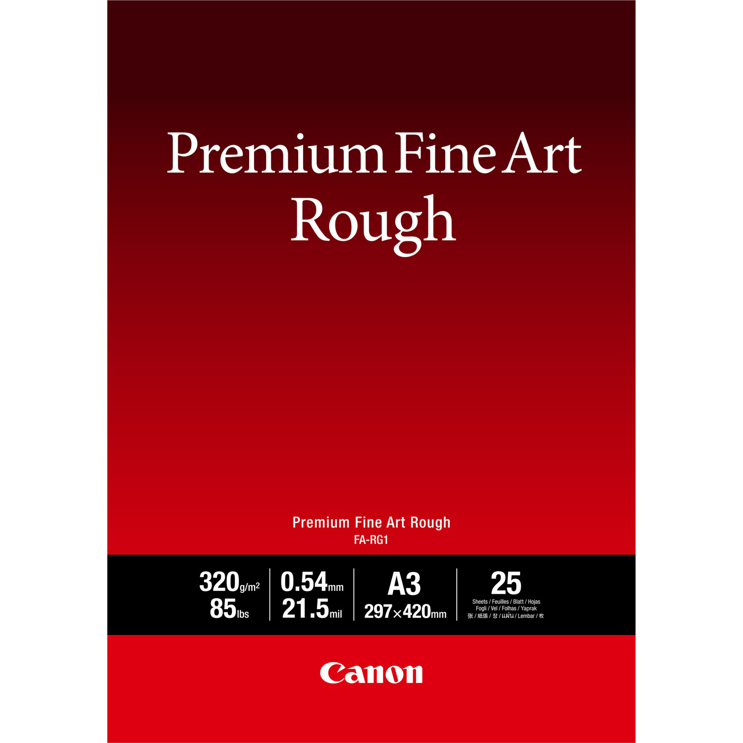 Carta Canon Premium Fine Art Rough, formato A3, 320 g/m², 25 fogli.