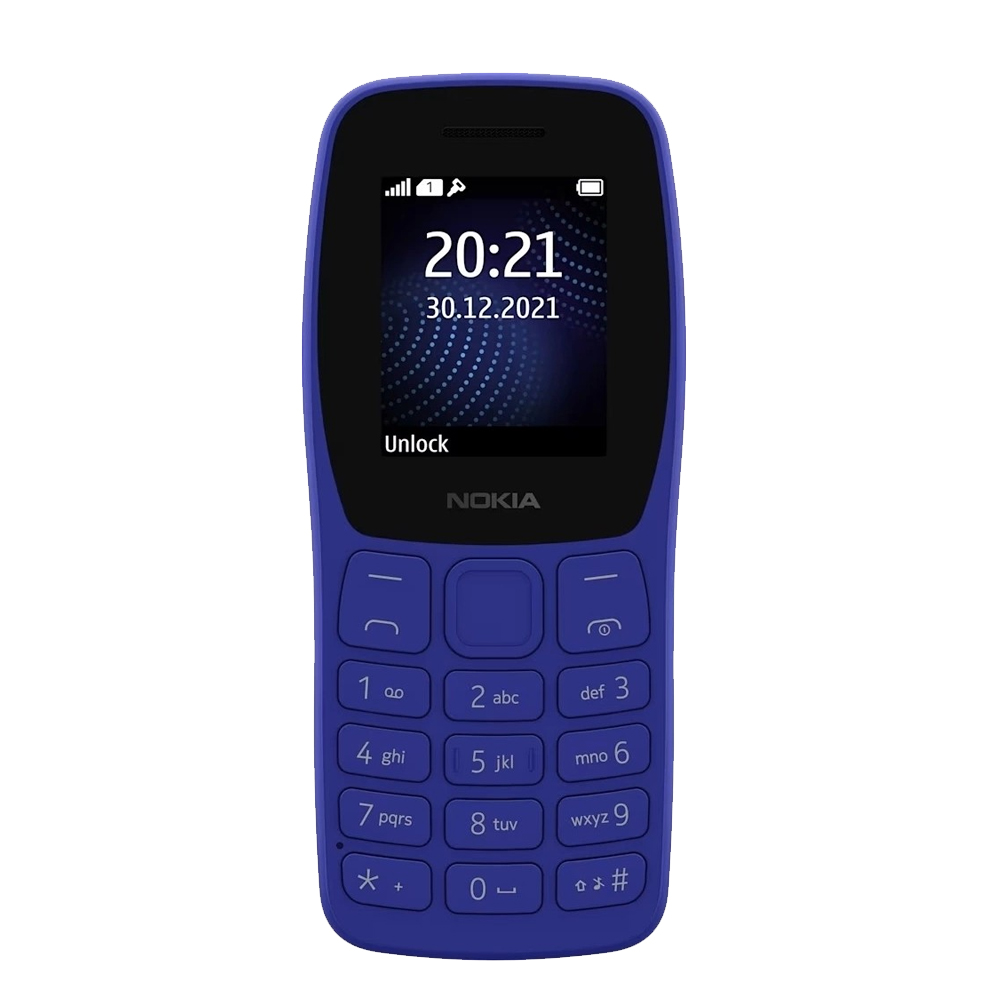 Mavi Nokia tuşlu telefon ekranında 20:21 ve 30.12.2021 gösteriyor.