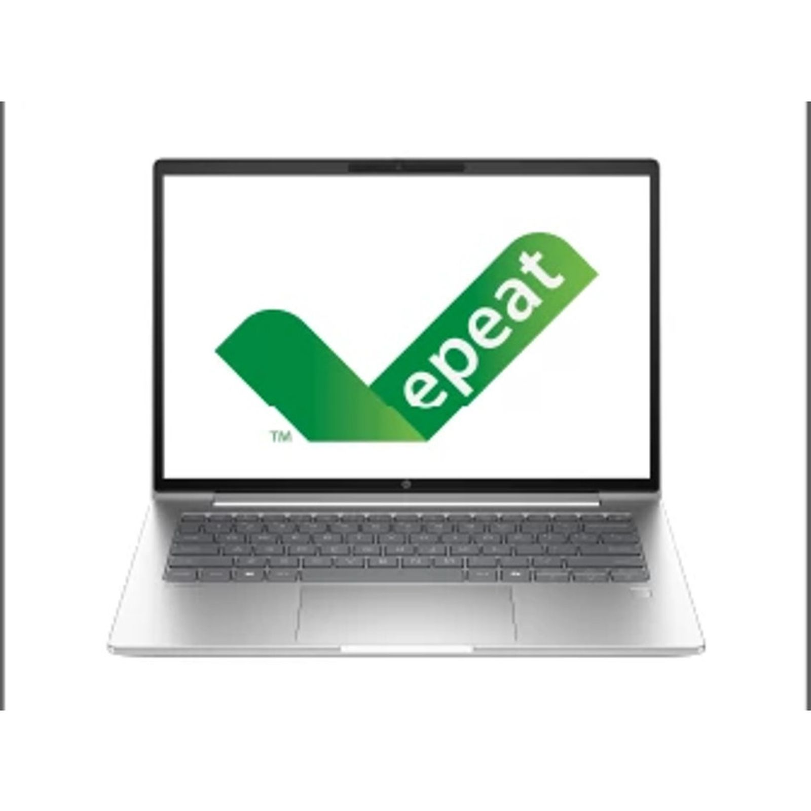Un laptop argentato con il logo verde EPEAT sullo schermo.