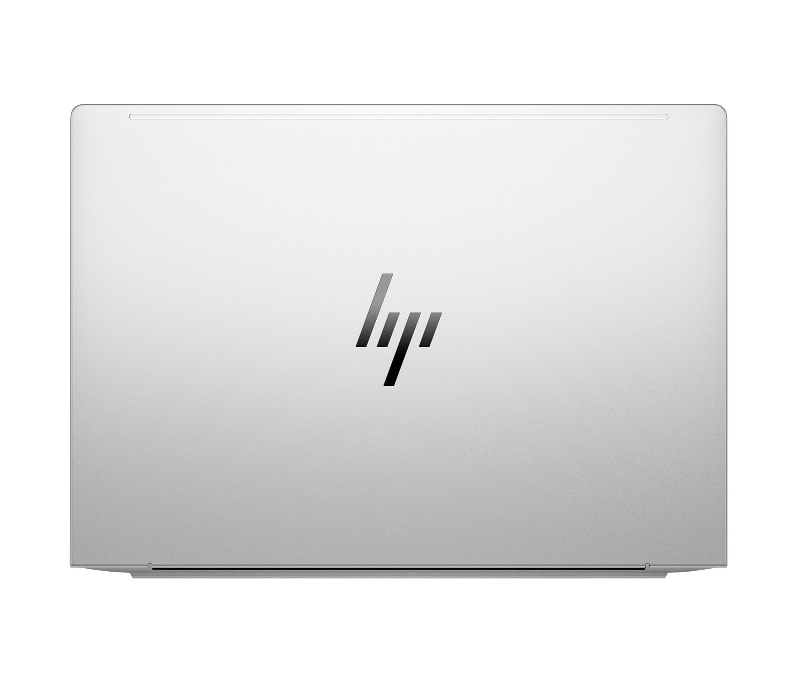 Geschlossener silberner Laptop mit glänzendem HP-Logo.