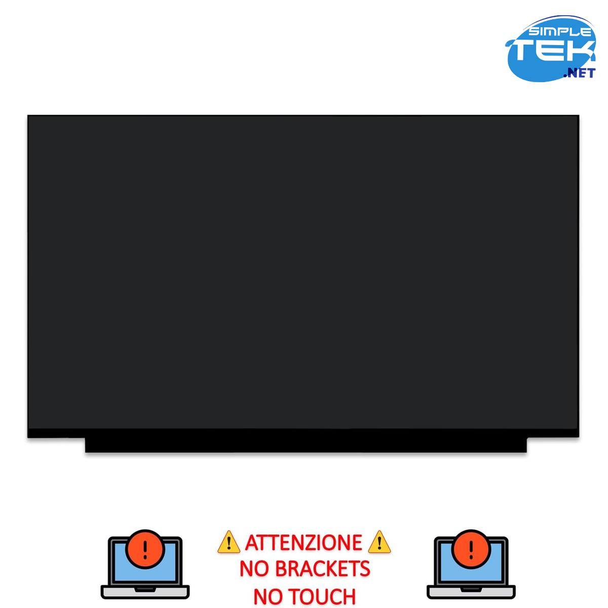 Schermo scuro di laptop con logo Simple Tek. Testo: 'ATTENZIONE NO BRACKETS NO TOUCH'.