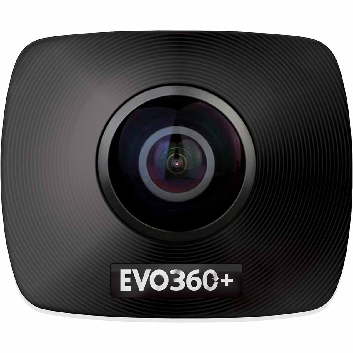 Telecamera nera EVO360+ con lente prominente e corpo testurizzato.
