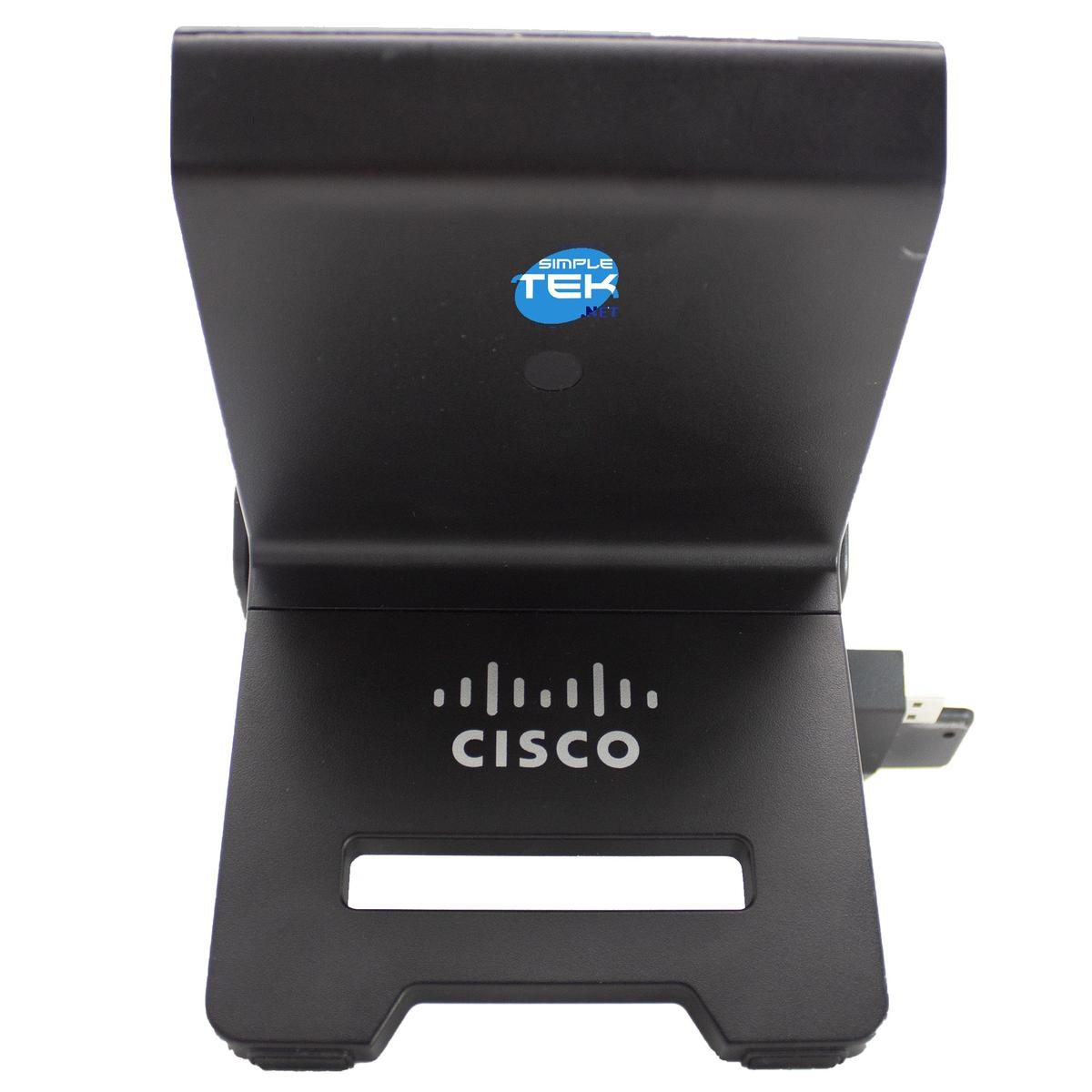 Supporto nero con logo blu Simple Tek e logo bianco Cisco.