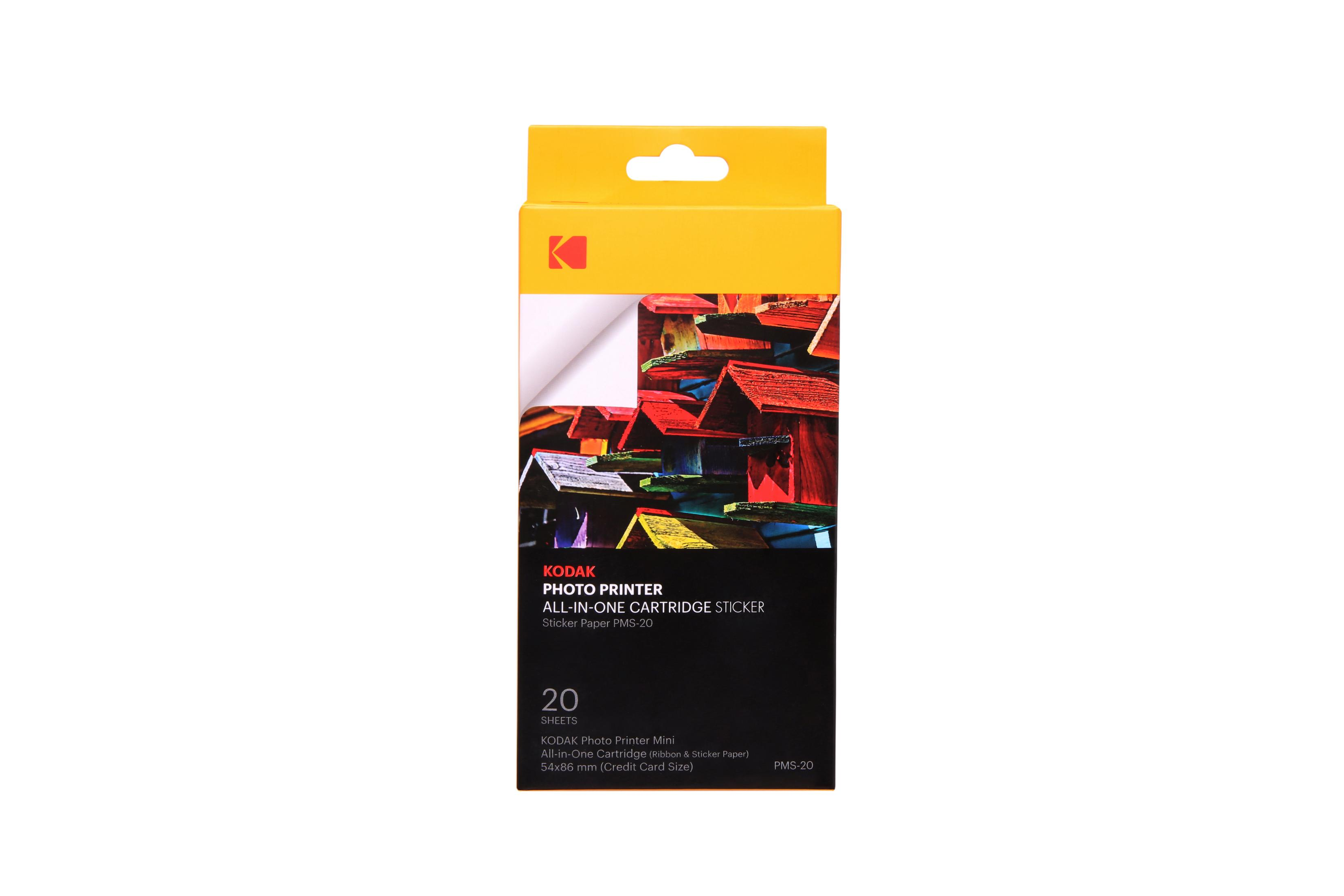 Paquete de papel adhesivo todo en uno para impresora Kodak, 20 hojas, tamaño tarjeta.