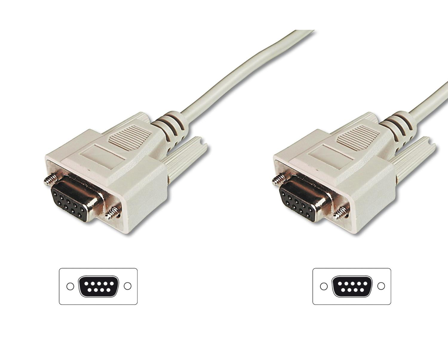 Vengono mostrati due cavi seriali bianchi con connettori a 9 pin.