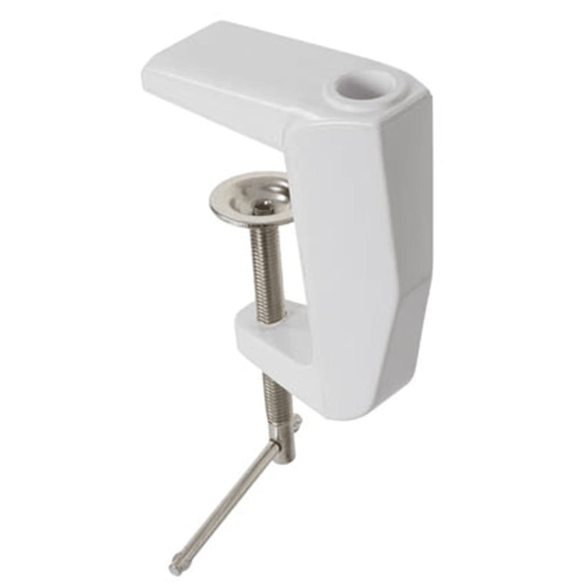 Supporto morsetto da tavolo bianco con vite.