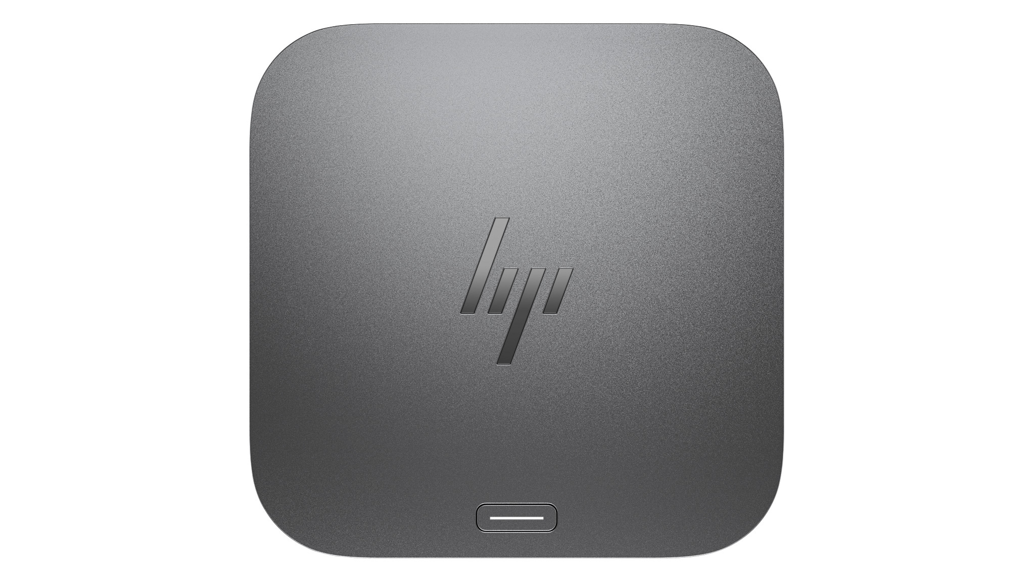Ein dunkler, rechteckiger HP-Dock mit abgerundeten Ecken und dem HP-Logo.