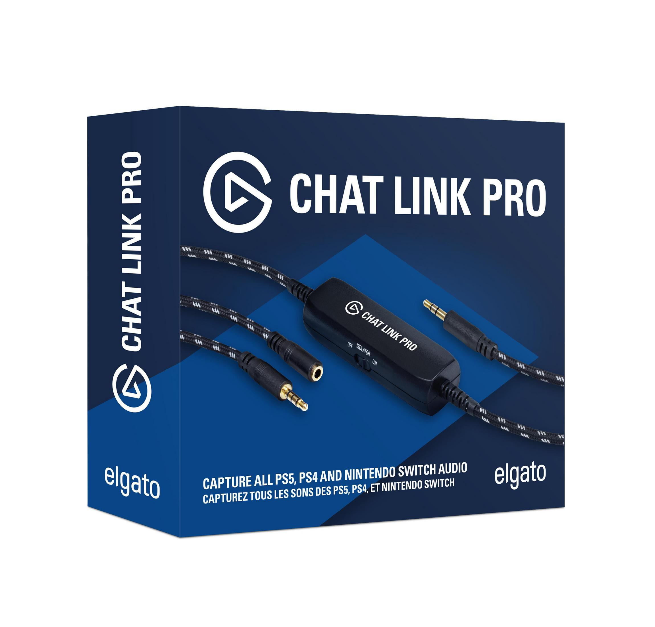 Confezione Elgato Chat Link Pro con cavo e connettori.