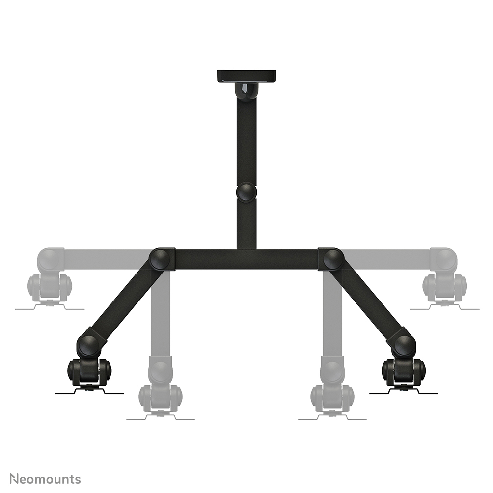 Support plafond noir avec bras réglables pour écrans.