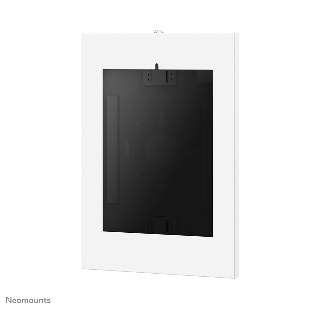 Un involucro da parete bianco con interno nero e punti di montaggio.