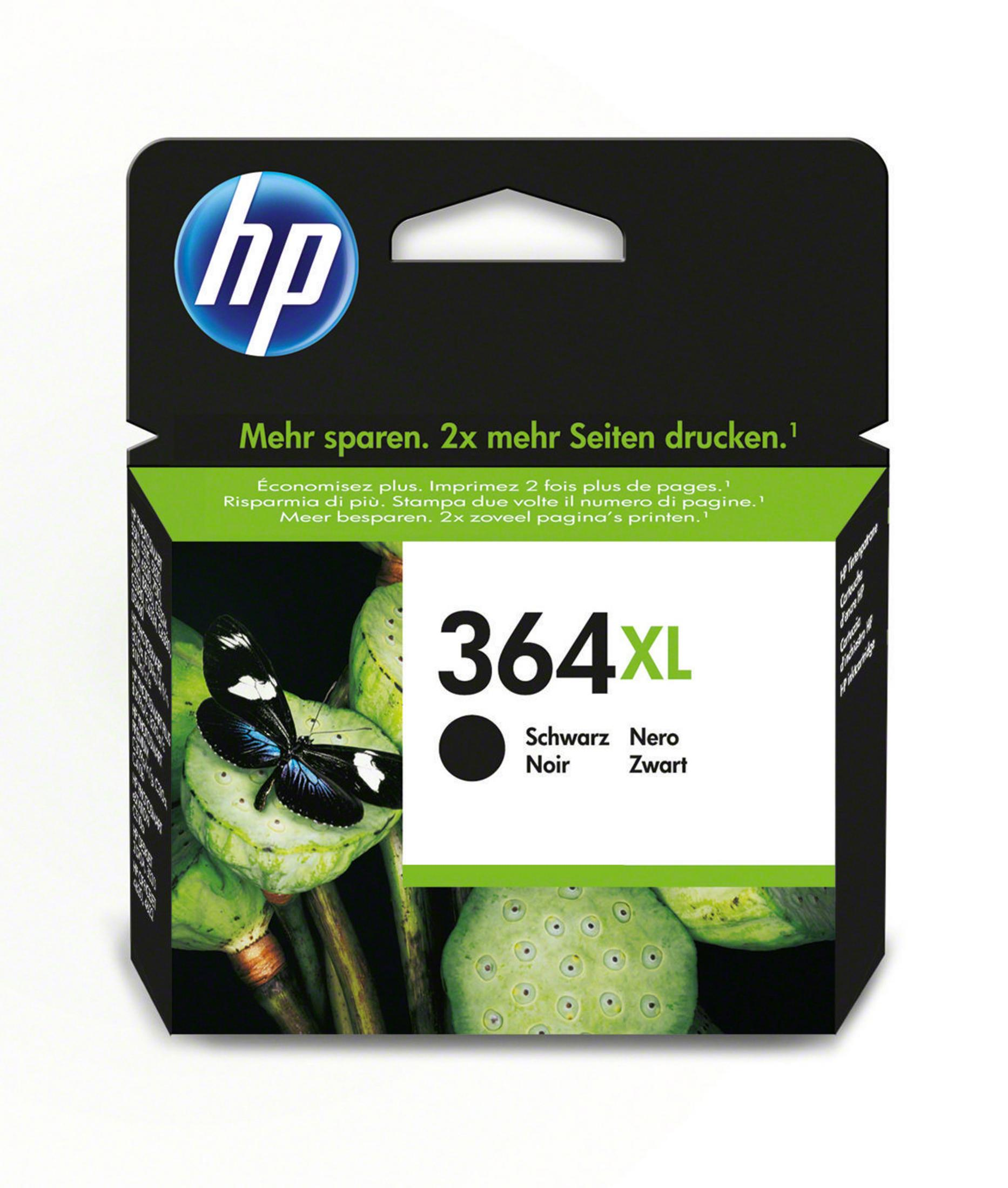 Cartuccia inchiostro HP 364XL nero con farfalla e loto.