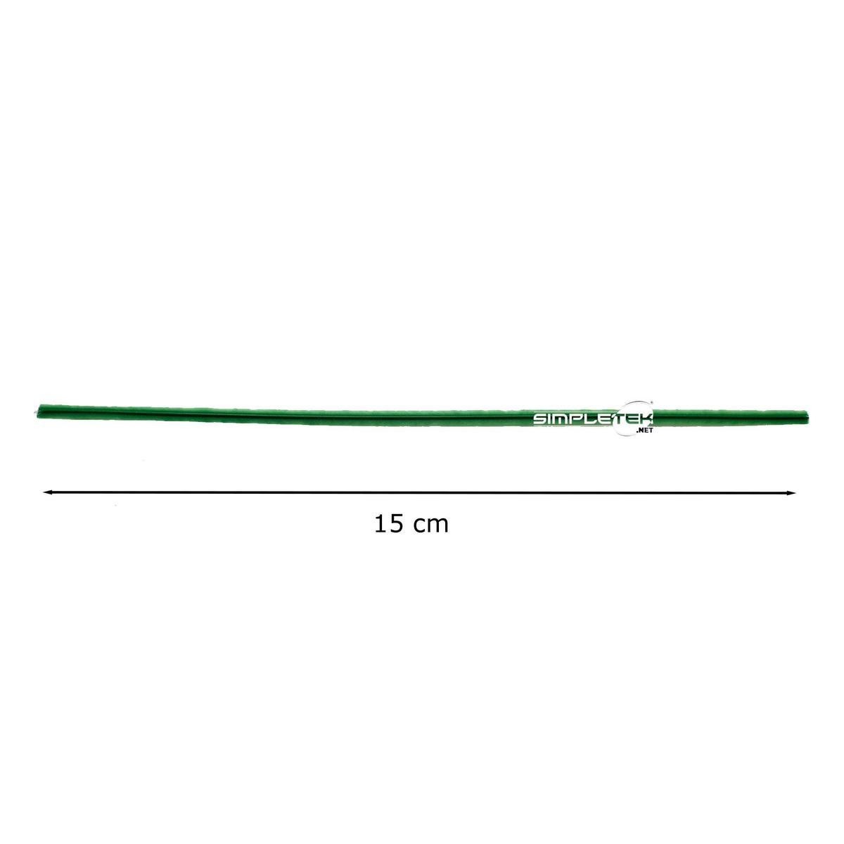 Un filo verde sottile è mostrato orizzontalmente, lungo 15 cm, con testo SIMPLETEK.NET.