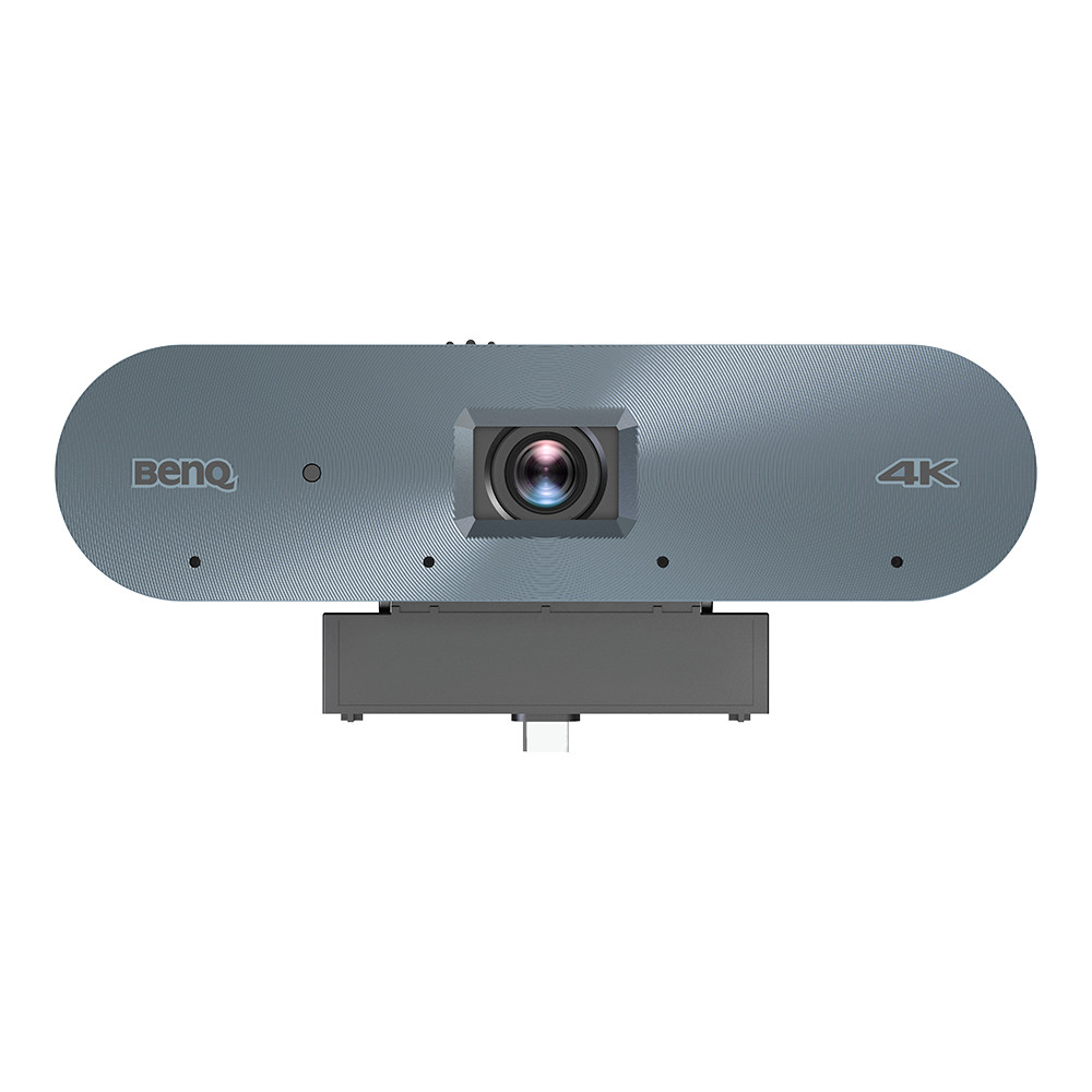 Eine blaue BenQ 4K Webcam mit Objektiv und Befestigungsclip.