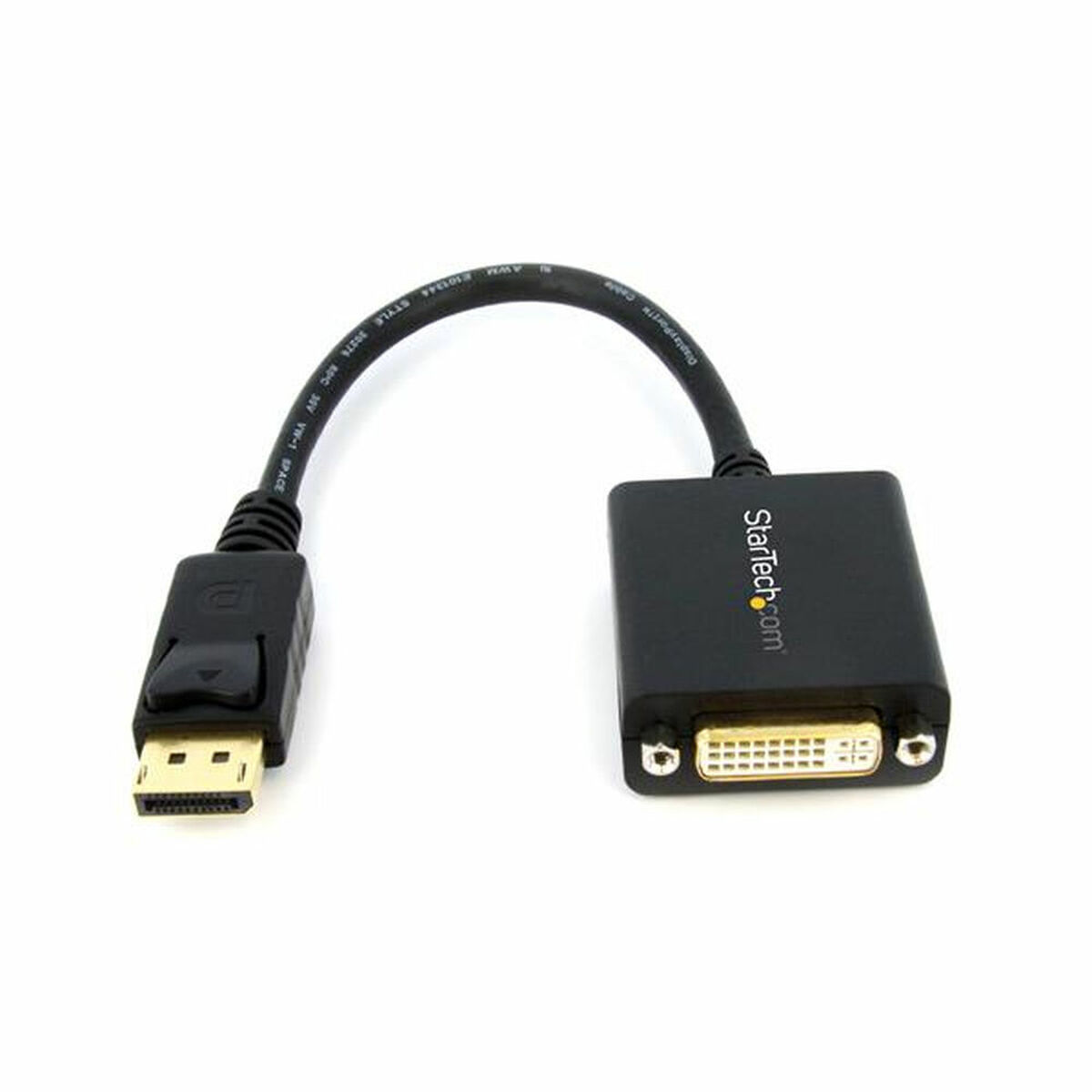 Cavo adattatore DisplayPort a DVI nero con connettori placcati oro.