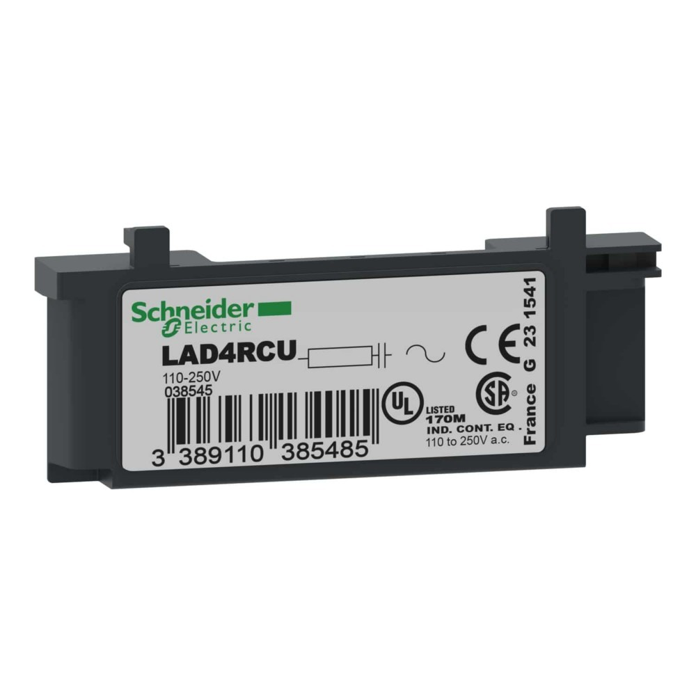 Modulo Schneider Electric LAD4RCU con loghi UL, CE, SP. 110-250V.