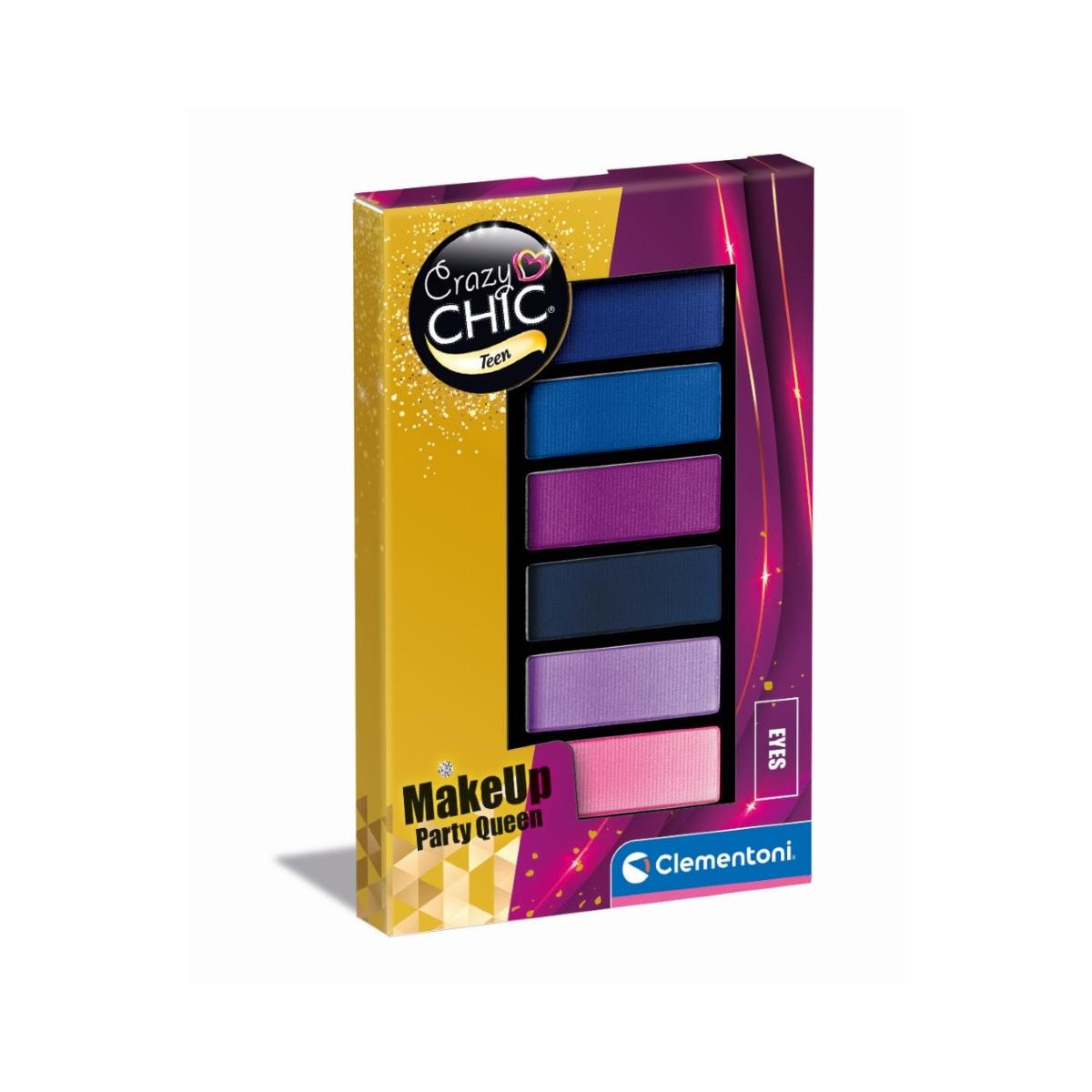 Palette ombretti Crazy Chic con 6 colori: blu, viola, blu navy, lilla e rosa.