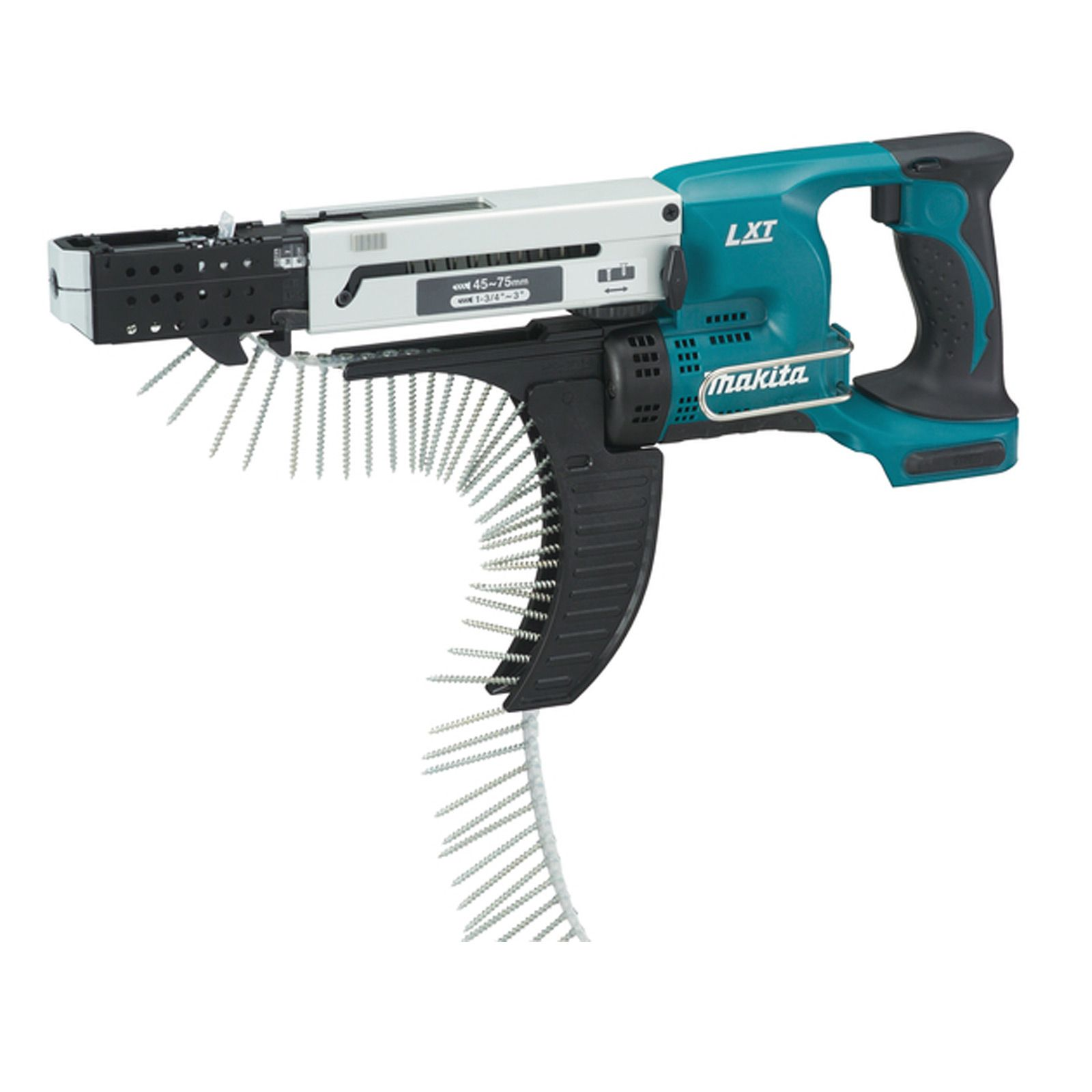 Un avvitatore a batteria Makita con caricatore per viti