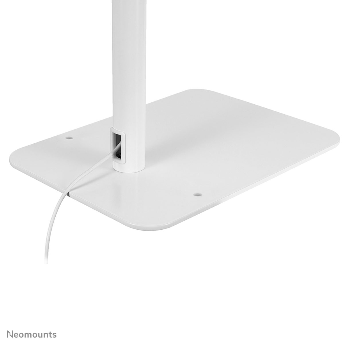 Piastra di base bianca con supporto bianco e uscita cavo.