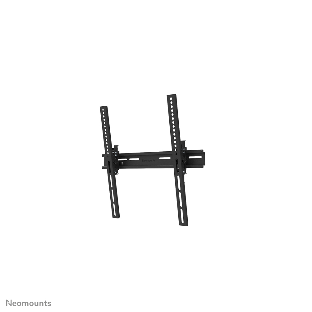 A black metal TV wall mount with vertical arms and a horizontal bar.