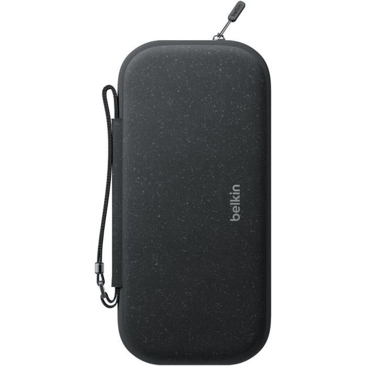 Custodia nera Belkin con cerniera e laccetto da polso.