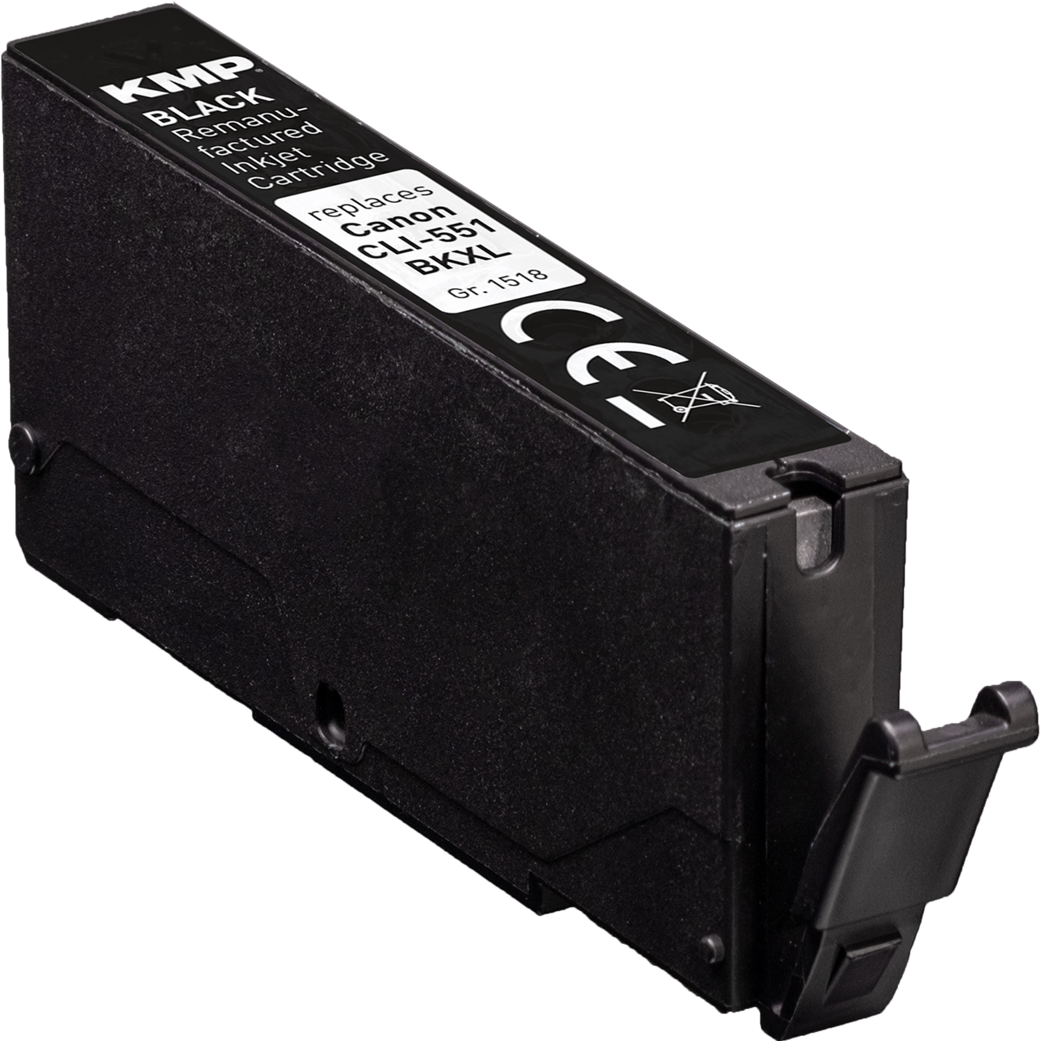 Cartuccia inkjet rigenerata KMP nera, sostituisce Canon CLI-551 BKXL.