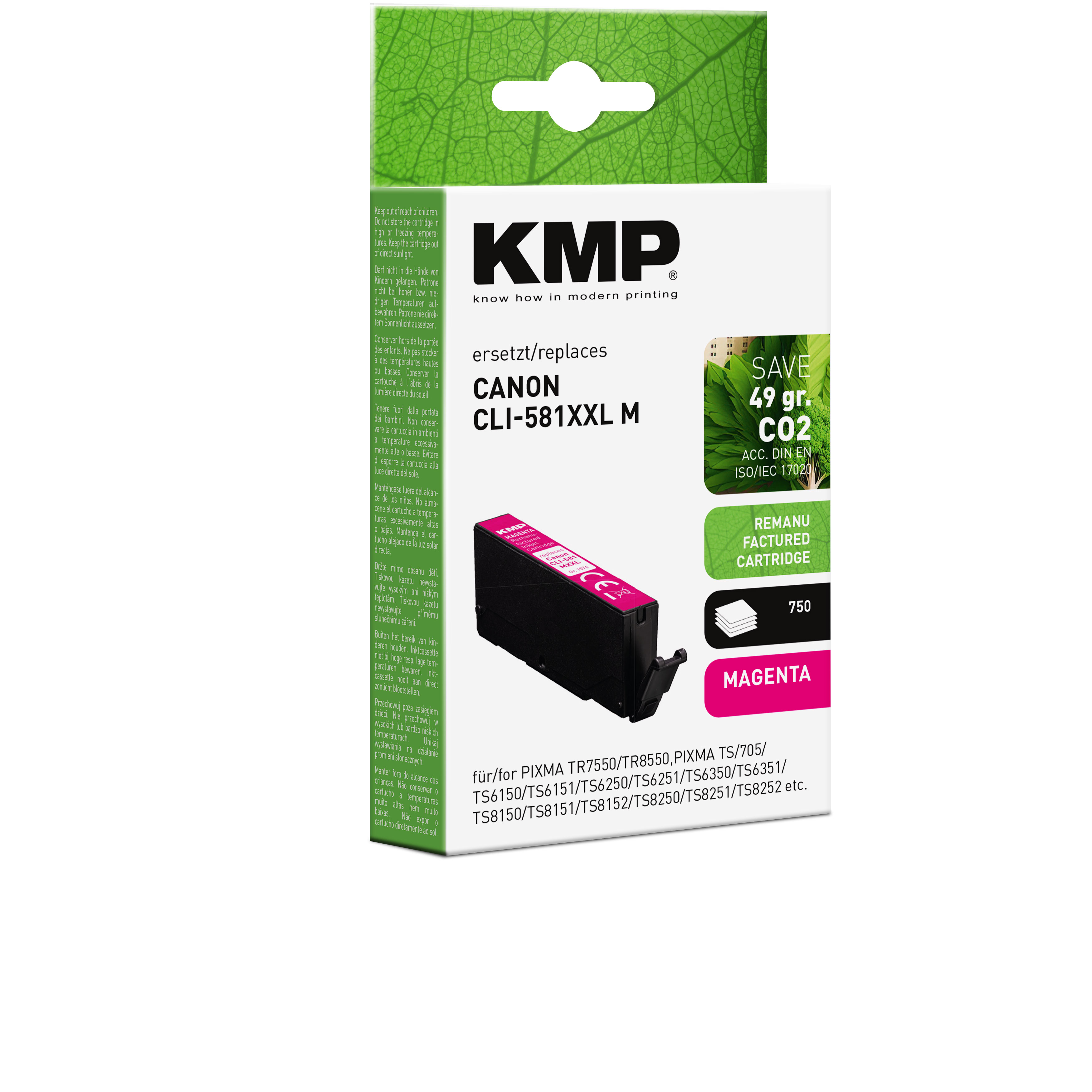 Cartuccia d'inchiostro magenta KMP per Canon CLI-581XXL M, sostituisce Canon CLI-581XXL M.