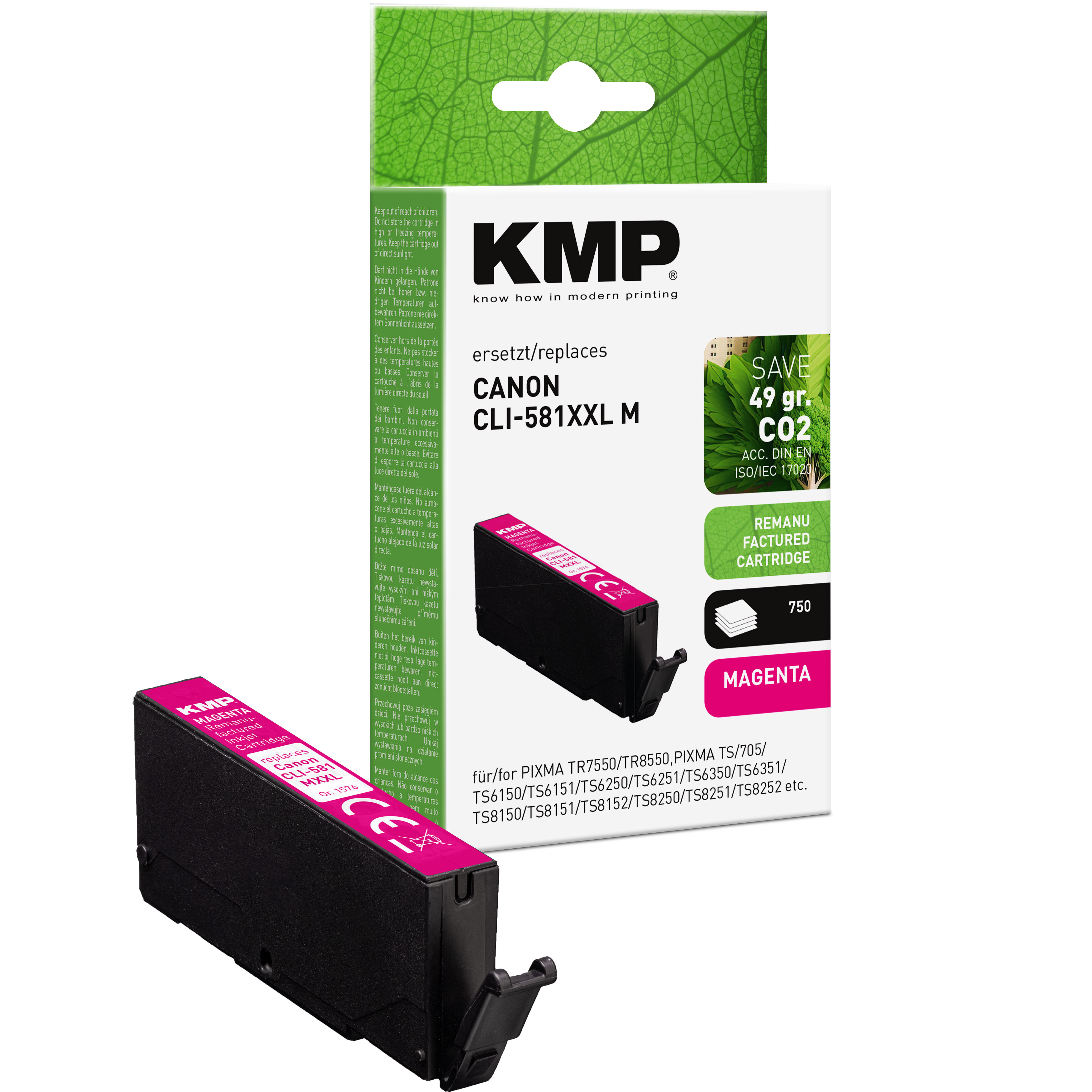 Cartuccia d'inchiostro KMP Magenta, sostituisce Canon CLI-581XXL M, con avvisi.
