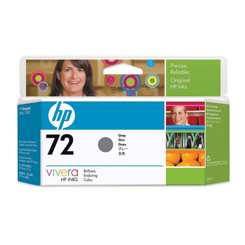 HP 72 Gray ink cartridge for Designjet T610/T1100. Precise, Reliable, Original HP Inks.