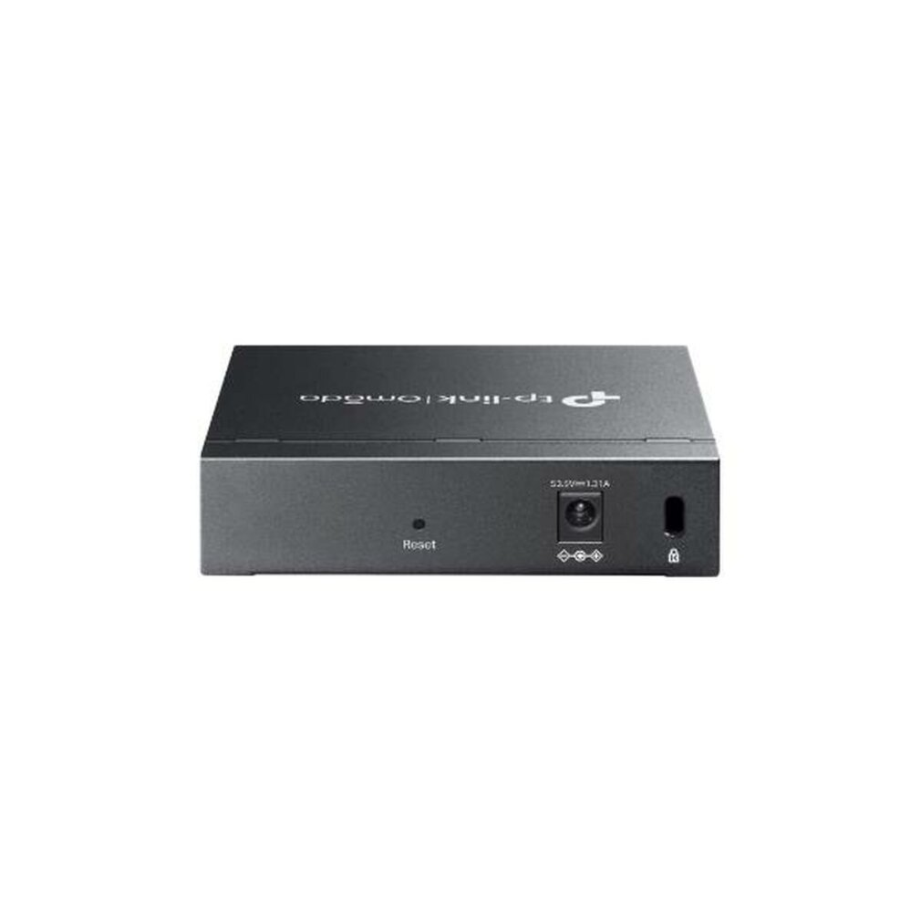 Routeur TP-Link Omada avec bouton reset, entrée d'alimentation et symbole de cadenas.