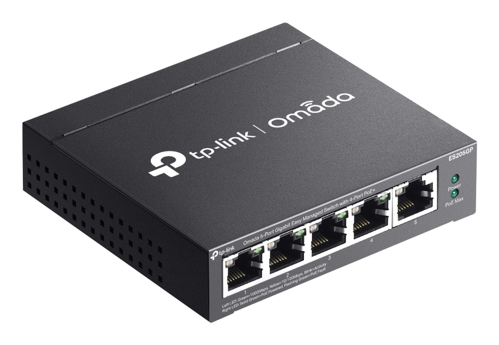 Switch Gigabit TP-Link Omada ES205GP noir 5 ports avec 4 ports PoE+.