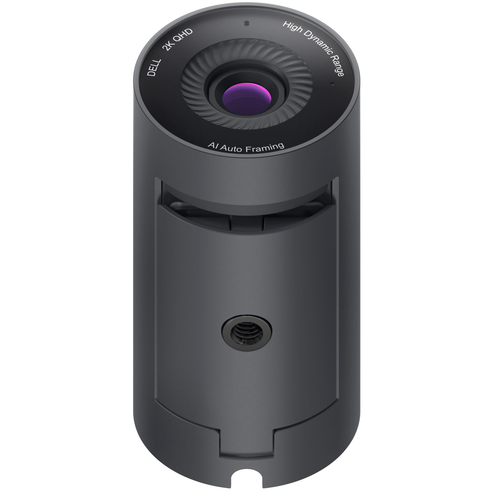Webcam grigia con 2K QHD, HDR e funzione AI Auto Framing.