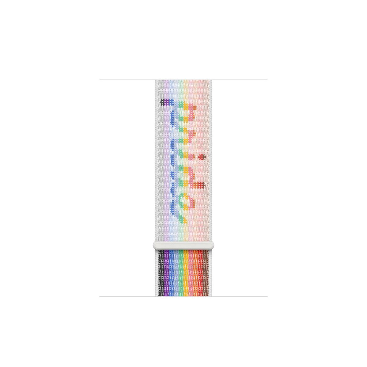 A white band with the word "Pride" in rainbow colors.