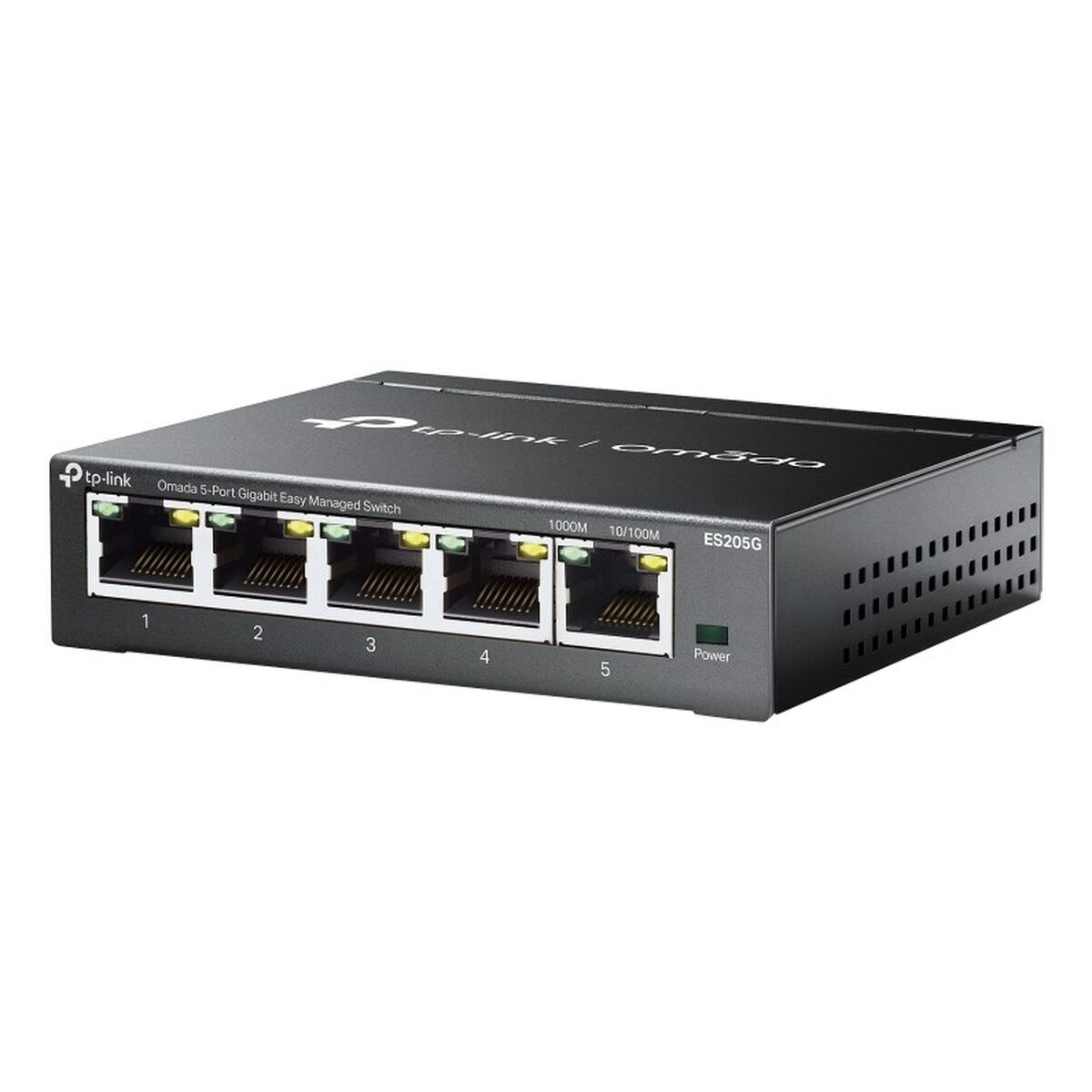 Switch TP-Link Omada Easy Managed Gigabit 5 Ports, modèle ES205G, avec 5 ports Ethernet.
