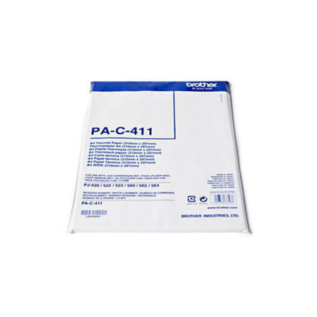 Carta termica Brother PA-C-411 A4 per stampanti. La confezione mostra il codice.