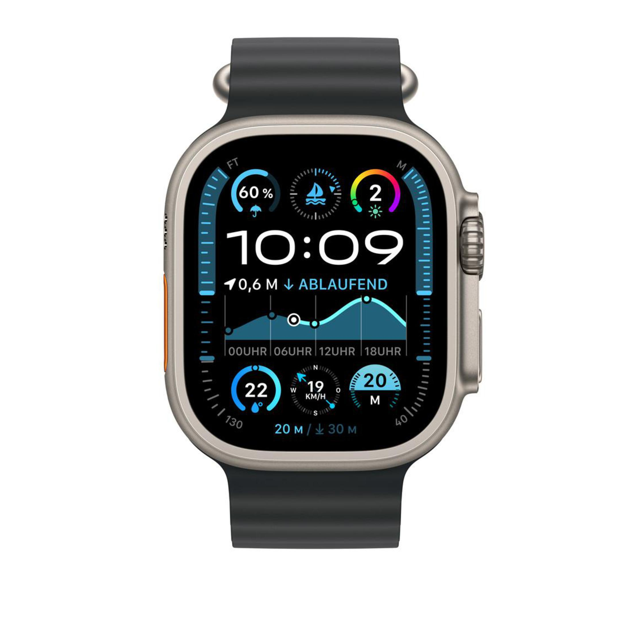 Smartwatch mostra ora 10:09, altitudine, meteo, velocità e distanza.