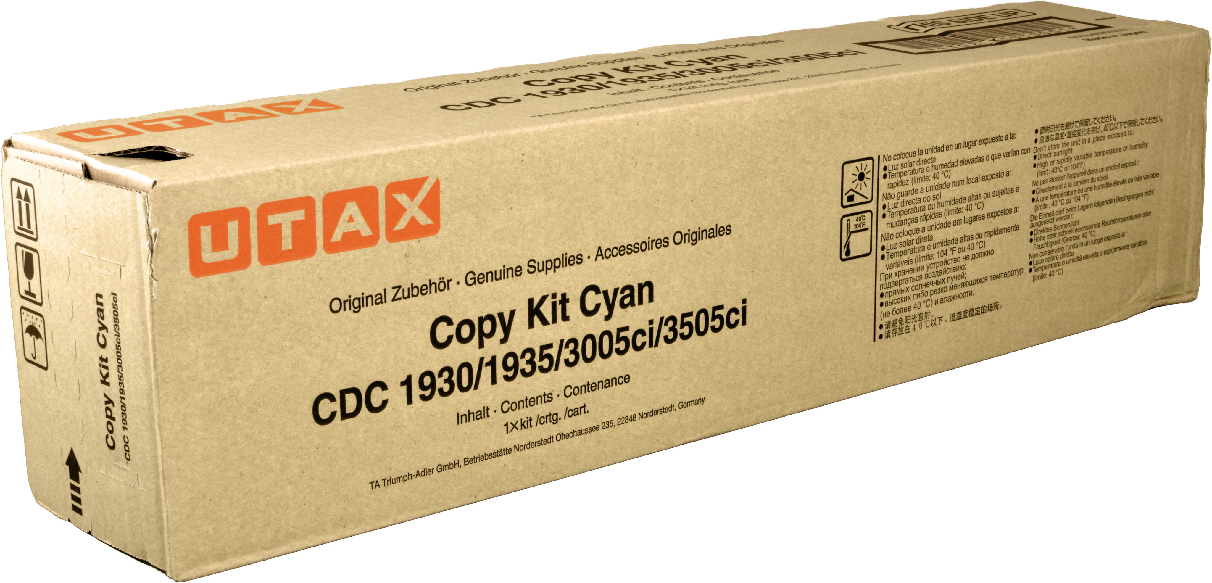 UTAX Copy Kit Cyan, modello CDC 1930/1935/3005ci/3505ci, in confezione di cartone.