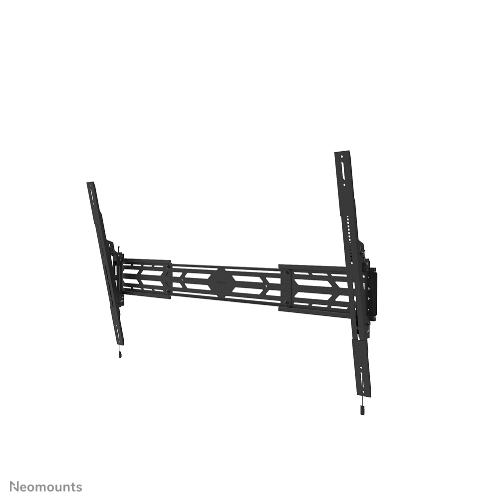 Een zwarte, uitschuifbare tv-wandbeugel met verstelbare armen en montageplaat.