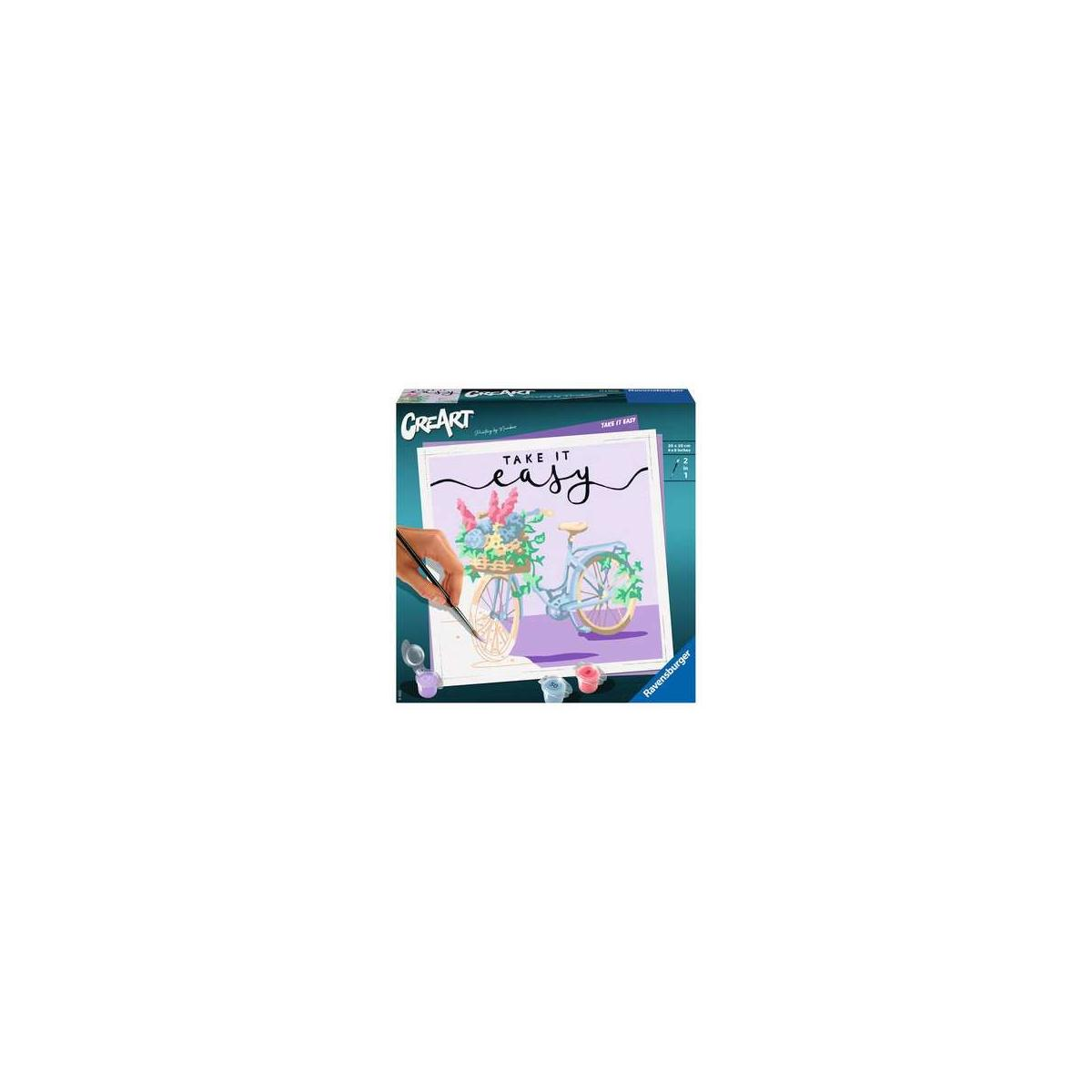 Kit CreArt pittura per numeri con bicicletta, fiori e testo "Take it easy".