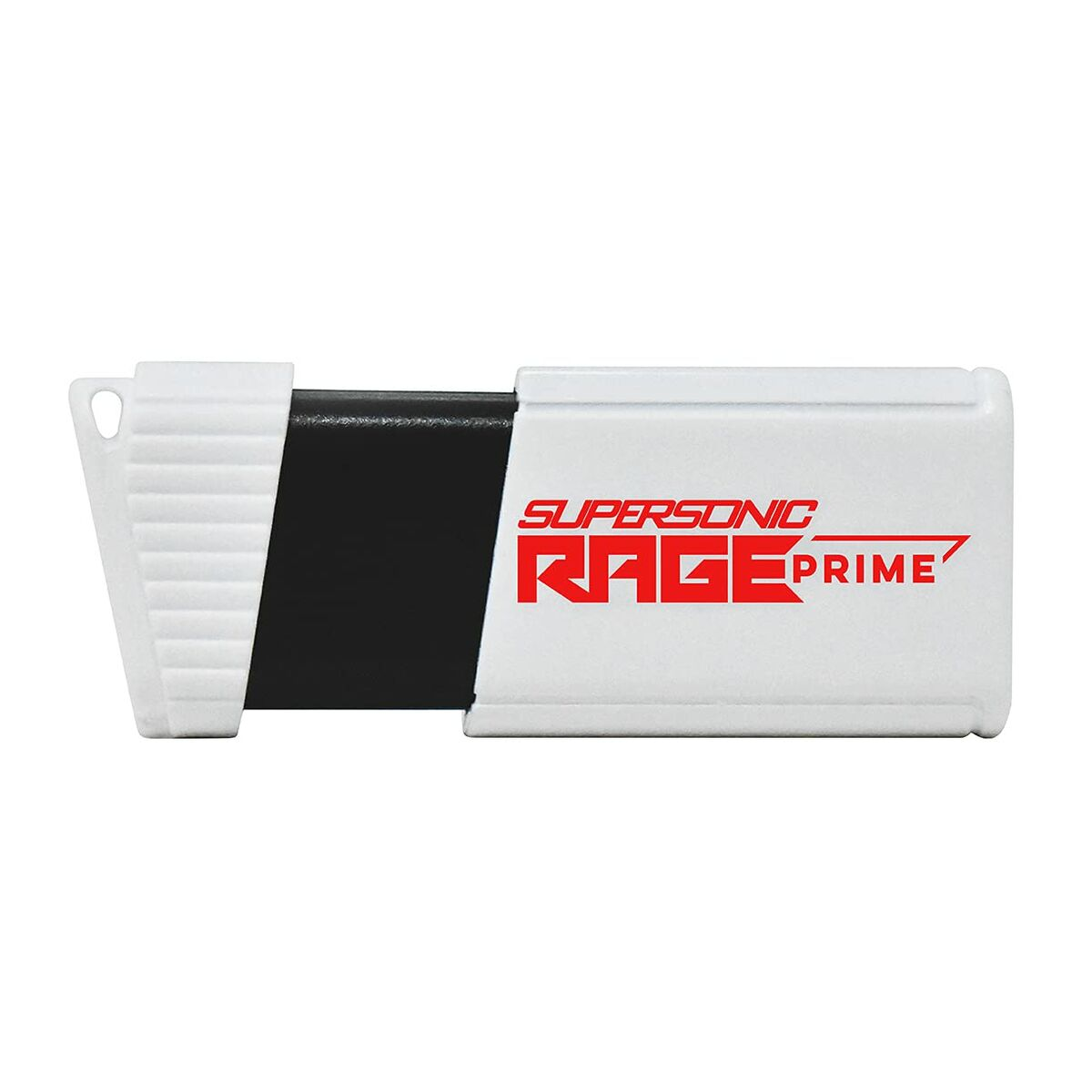 Biały pendrive z czarną wstawką. Czerwony napis: 'SUPERSONIC RAGE PRIME'.